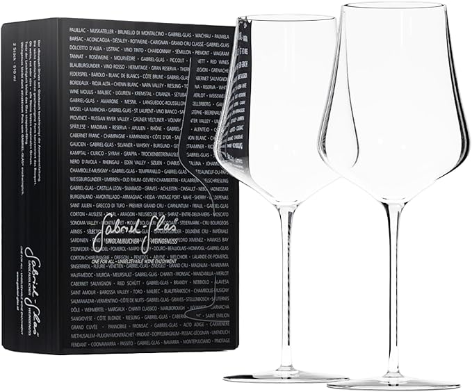 Gabriel-Glas StandArt Crystal Wine Glasses, Set of 2 with Gift Box - Premium, Universal Wine Glass for Red and White Wine - Dishwasher Safe, Lead-Free, 16 oz.